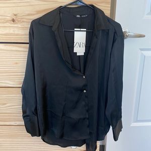 Zara black long sleeve blouse